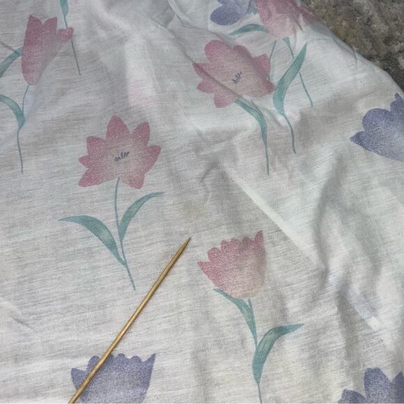 Vintage Steven’s Full Size Tulips Sheet Set 90s - Picture 3 of 9
